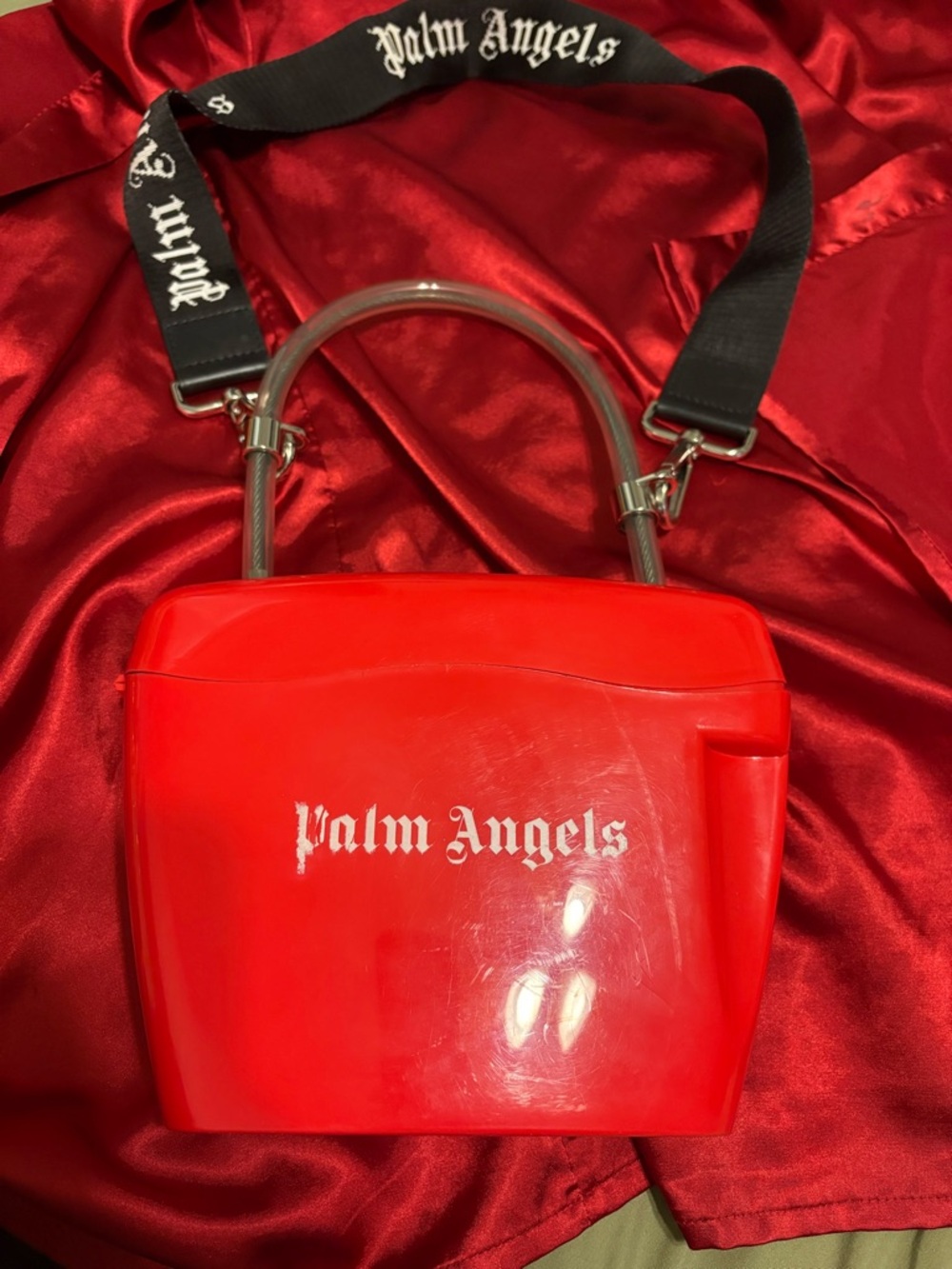Palm Angels Glossy Red Mini Top-Handle Crossbody